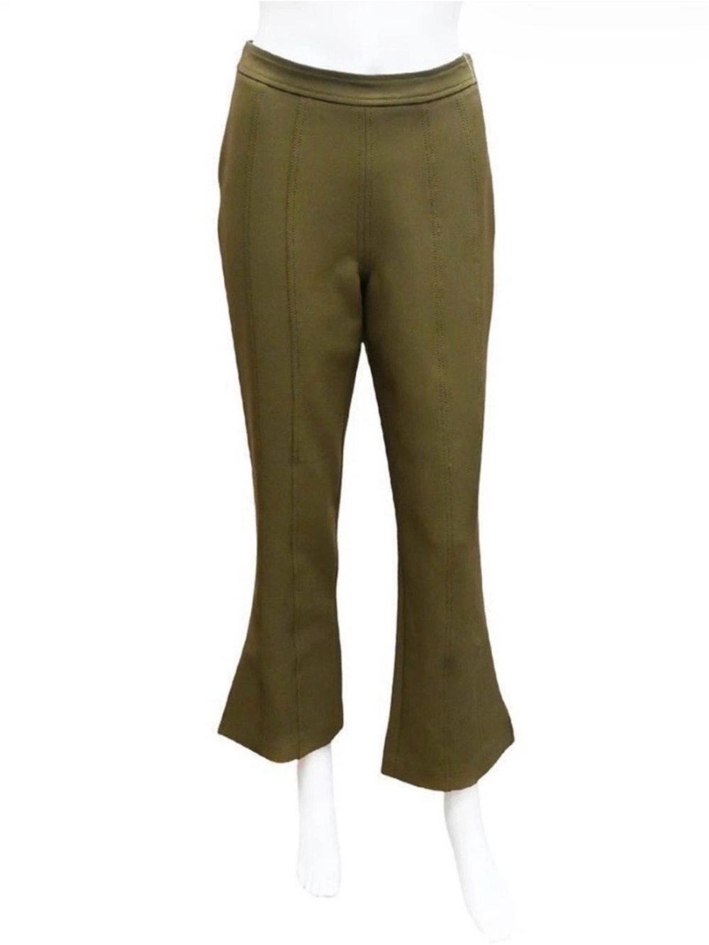 NWT CINQ A SEPT Olive Tinsley Side Slit
Pants Size 8 Cropped Flare